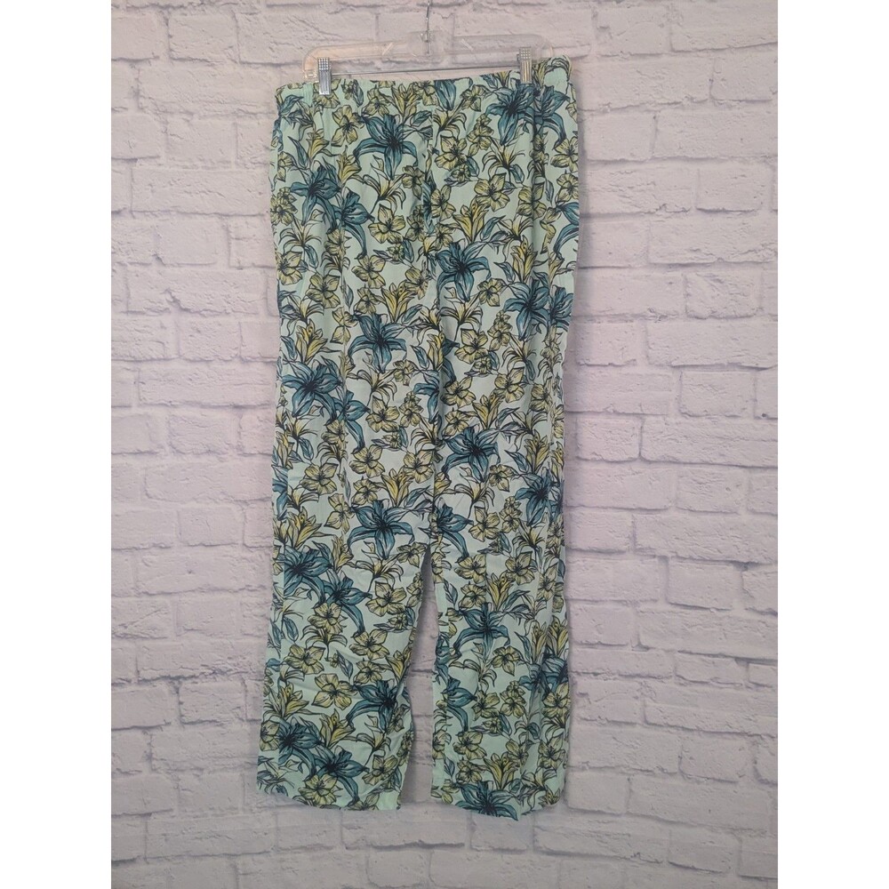 Beach Riot Women Blue Yellow Floral Print Beach‎ Pajama Lounge Pants Coastal